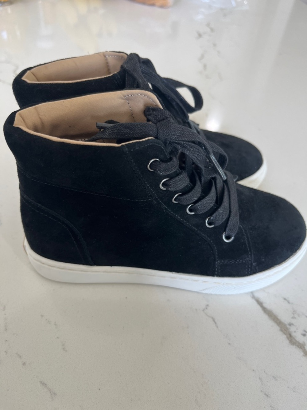 Janie and Jack Black Suede-Style High-Top Sneakers